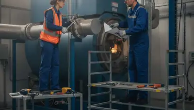 Tacoma, WA plumber inspecting boiler repair for a home heating system