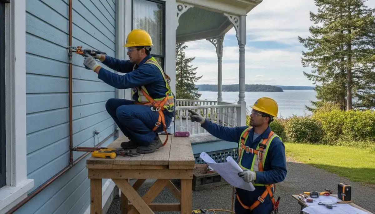 Tacoma, WA plumber repairing plumbing for a local home service call