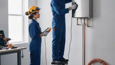 Tacoma, WA plumber installing a tankless water heater for reliable hot water service