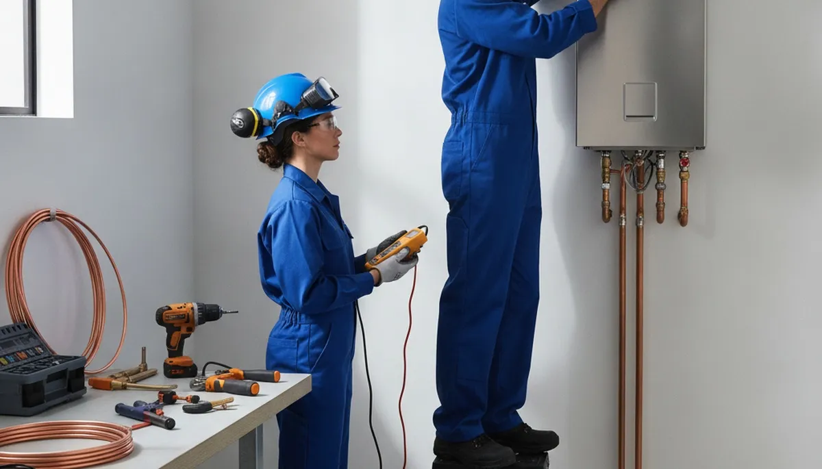 Tacoma, WA plumber installing tankless water heater for residential service
