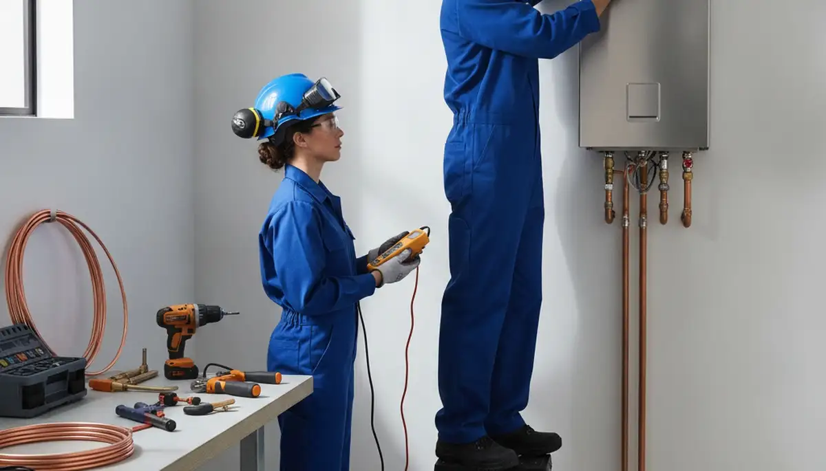 Tacoma, WA plumber installing tankless water heater for residential service