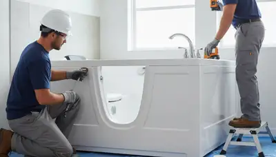 Tacoma, WA plumber installing a walk-in tub for safer, accessible home bathing