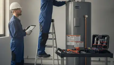 Tacoma, WA plumber repairing a home water heater for reliable hot water service